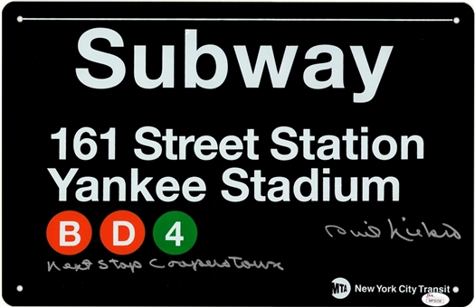 Phil Niekro Signed & Inscribed Yankee Stadium Subway Sign (JSA)